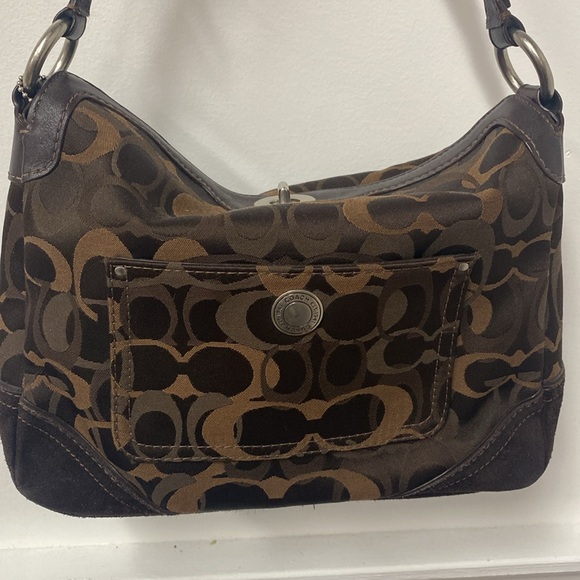 Coach suede and fabric bag - Picture 2 of 8